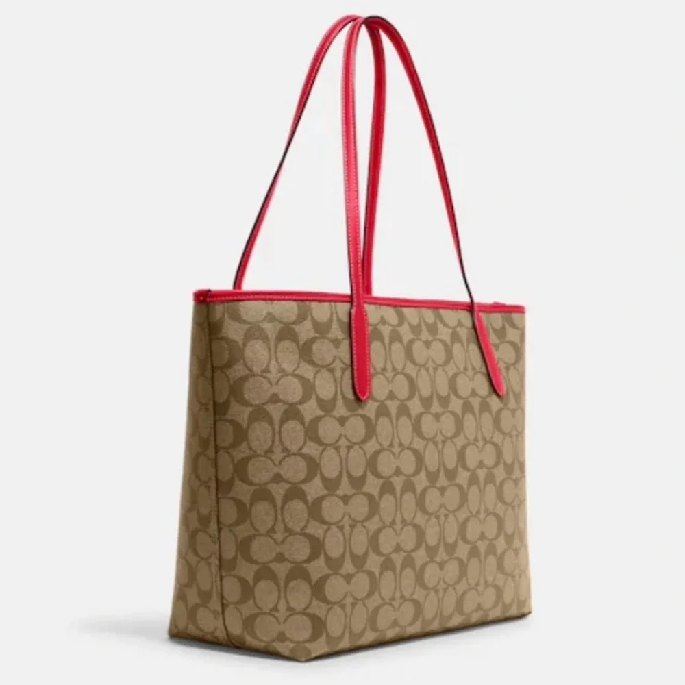 Coach Signature City Tote Bag Wild Strawberry NWT - Picture 2 of 3